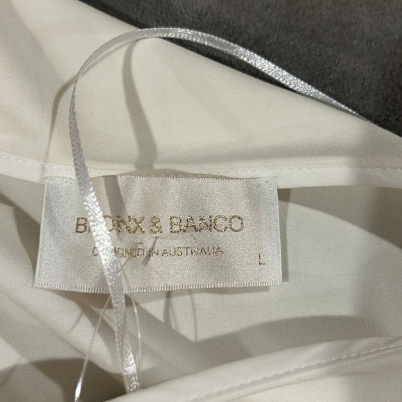 $495 Bronx And Banco Women White Stella Blanc Ruched Mini Bow Dress Size L - Picture 5 of 7